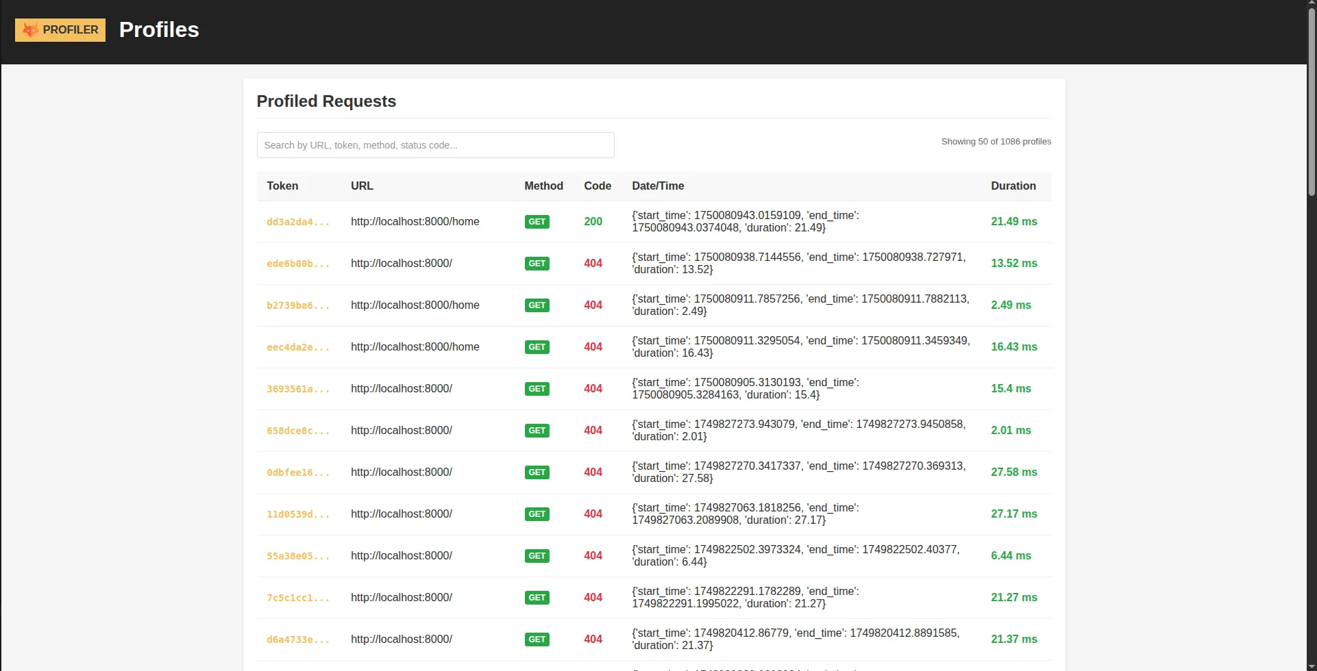 Profile List Interface